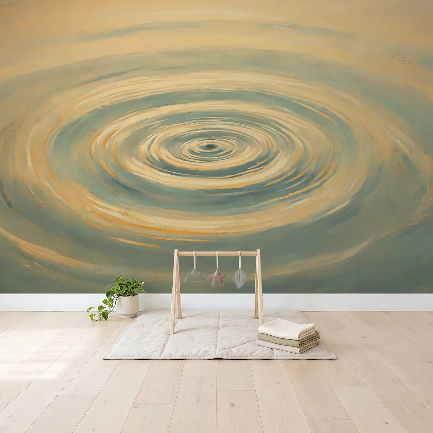 Ripple Ring Pond Abstract Wallpaper Mural in playroom setting by Whimsy Tots