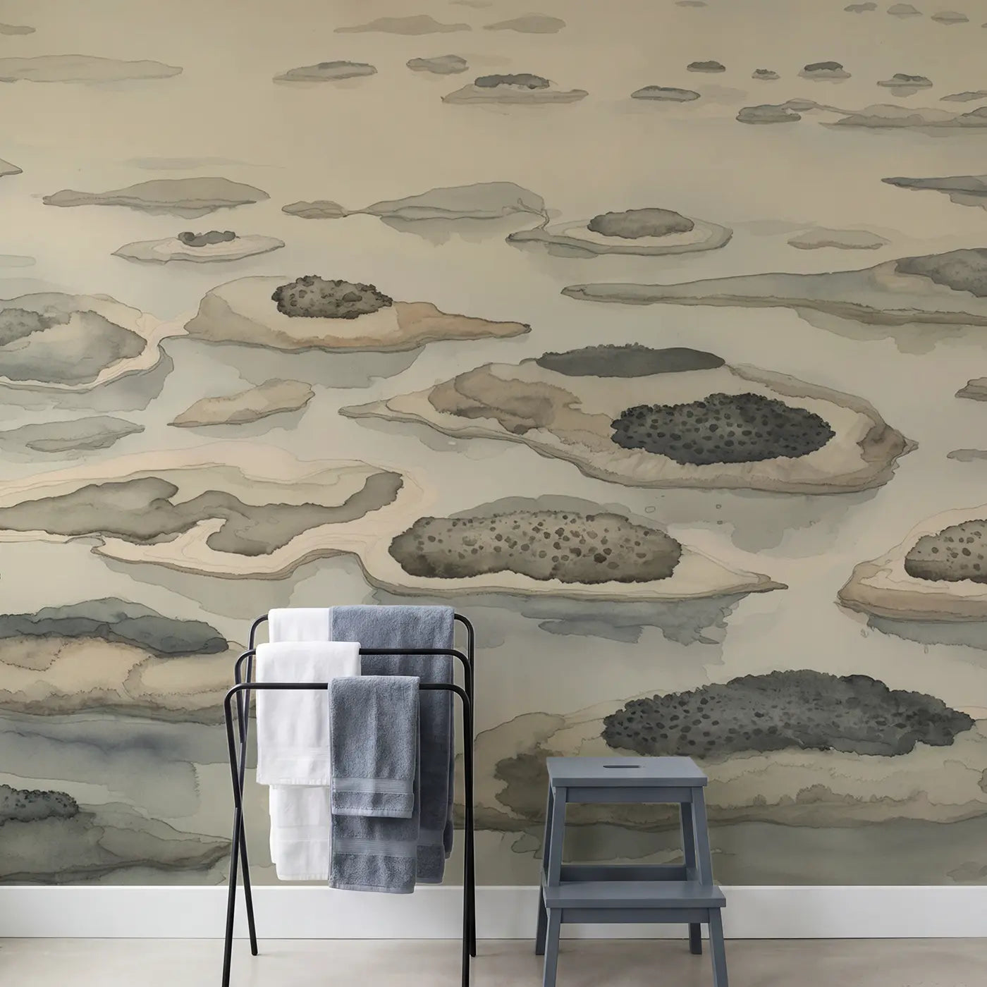 Abstract Ink Archipelago Wallpaper Mural in playroom setting by Whimsy Tots