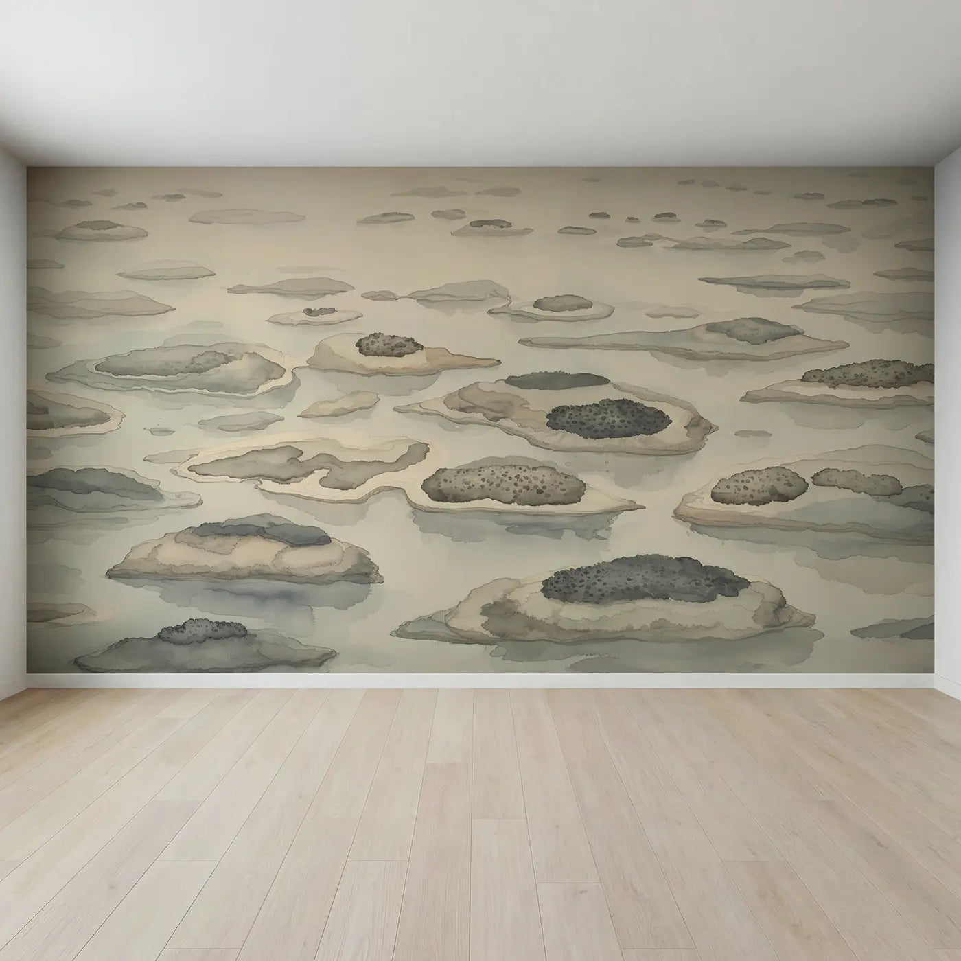 Full view of Abstract Ink Archipelago Wallpaper Mural by Whimsy Tots