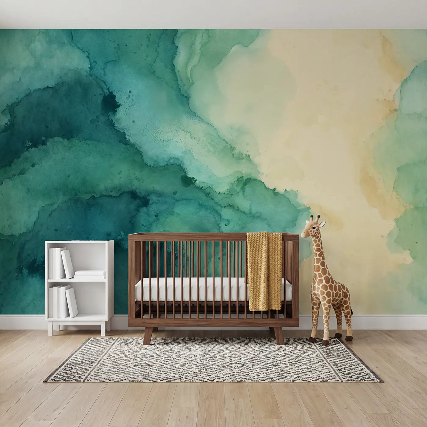 Watercolor gradient abstract wallpaper mural for nursery by Whimsy Tots