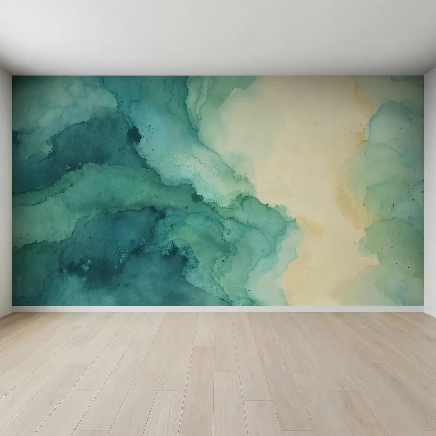 Full view of Teal Cream Gradient Wash Wallpaper Mural by Whimsy Tots