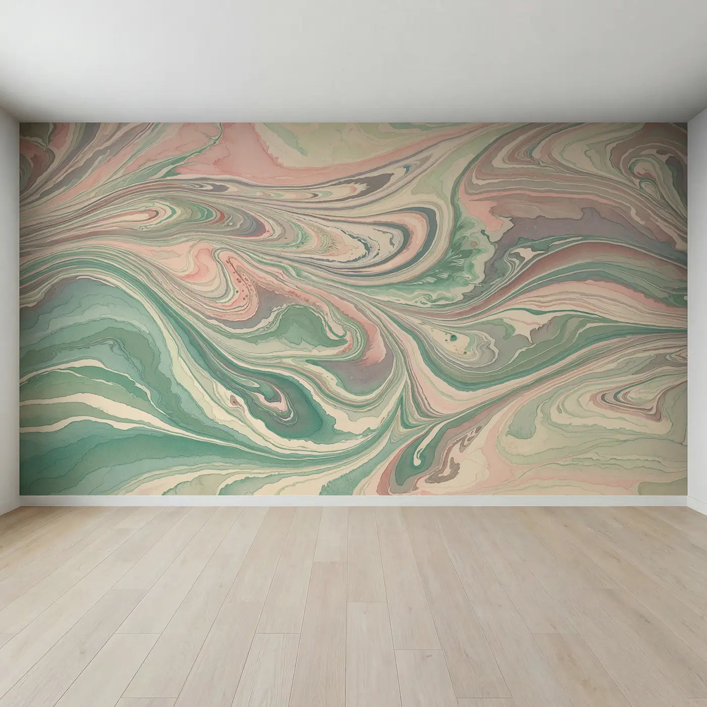 Full view of Soft Marble Swirl Abstract Wallpaper Mural by Whimsy Tots