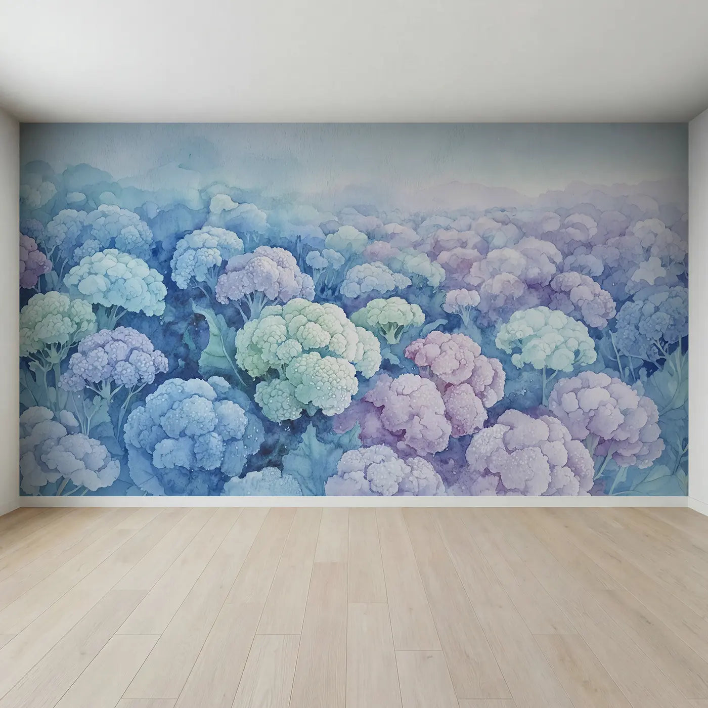 Full view of Soft Pigment Bloom Abstract Wallpaper Mural by Whimsy Tots