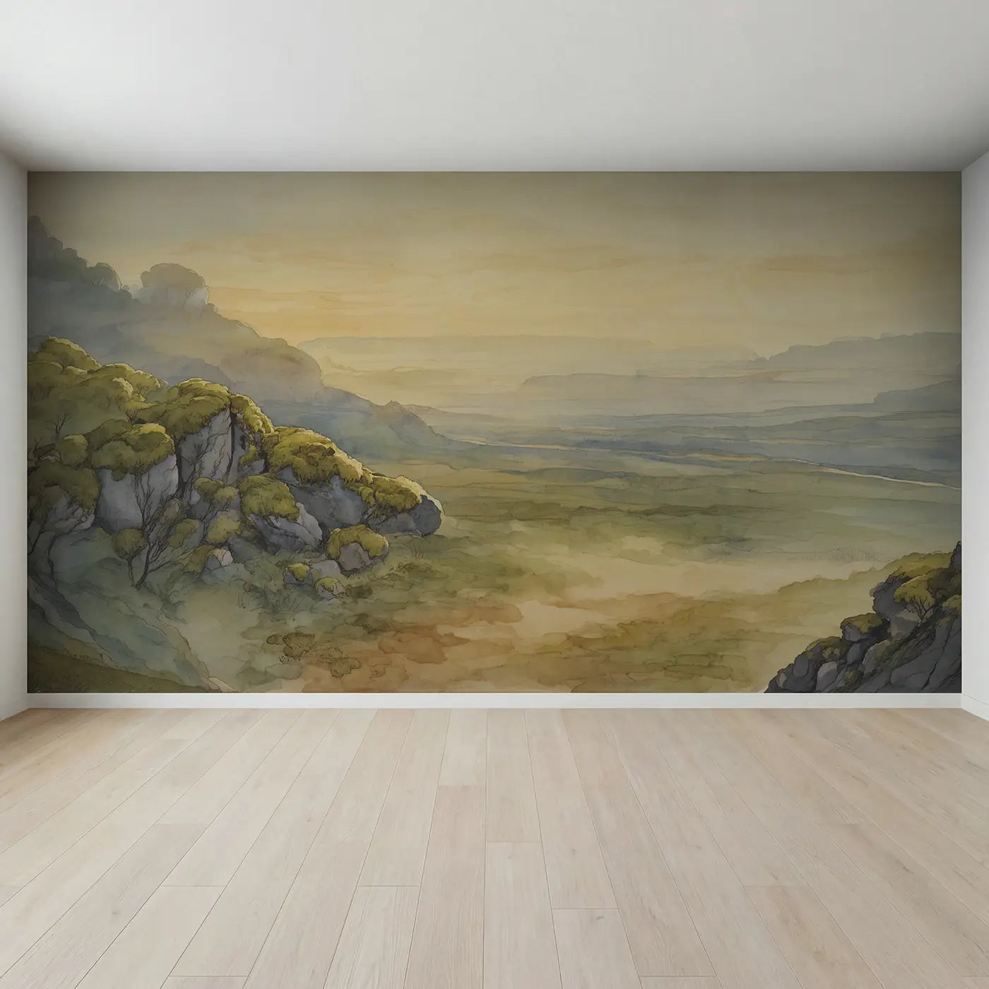 Full view of Watercolor Gradient Sphere Wallpaper Mural by Whimsy Tots