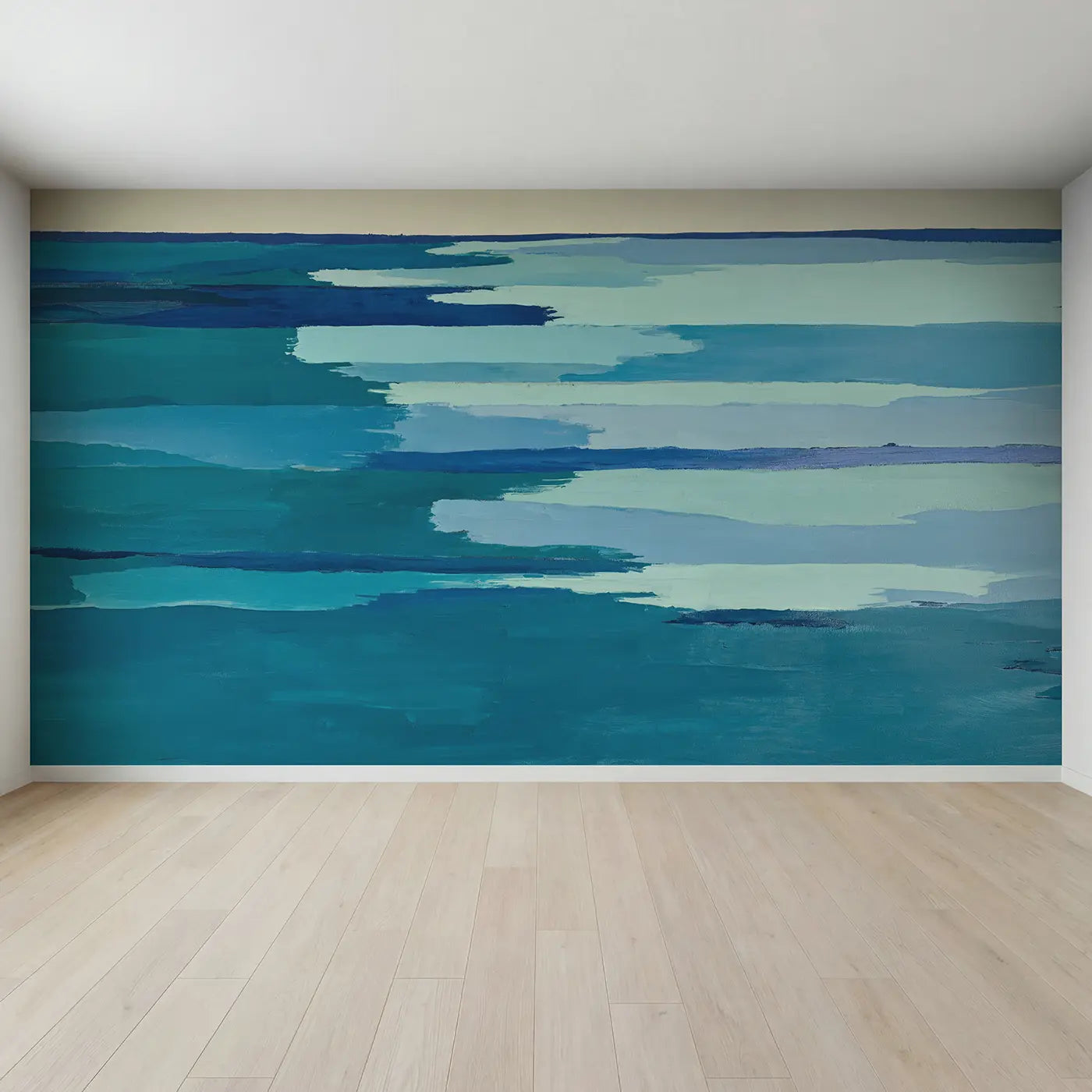Full view of Abstract Ocean Horizon Wallpaper Mural by Whimsy Tots
