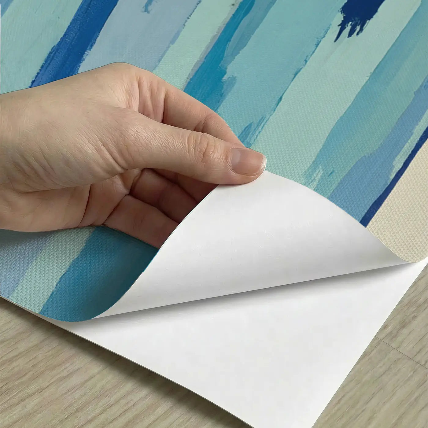 Peel-and-stick detail of Abstract Ocean Horizon Wallpaper Mural by Whimsy Tots