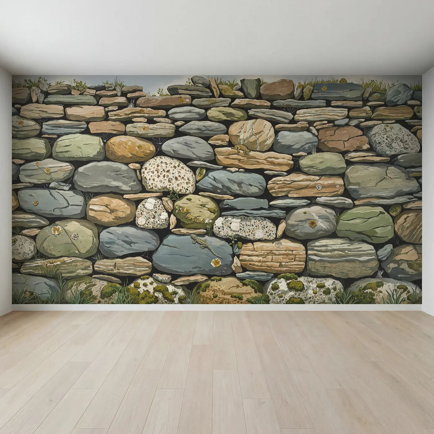 Full view of Ancient Stone Wall Geological Wallpaper Mural by Whimsy Tots