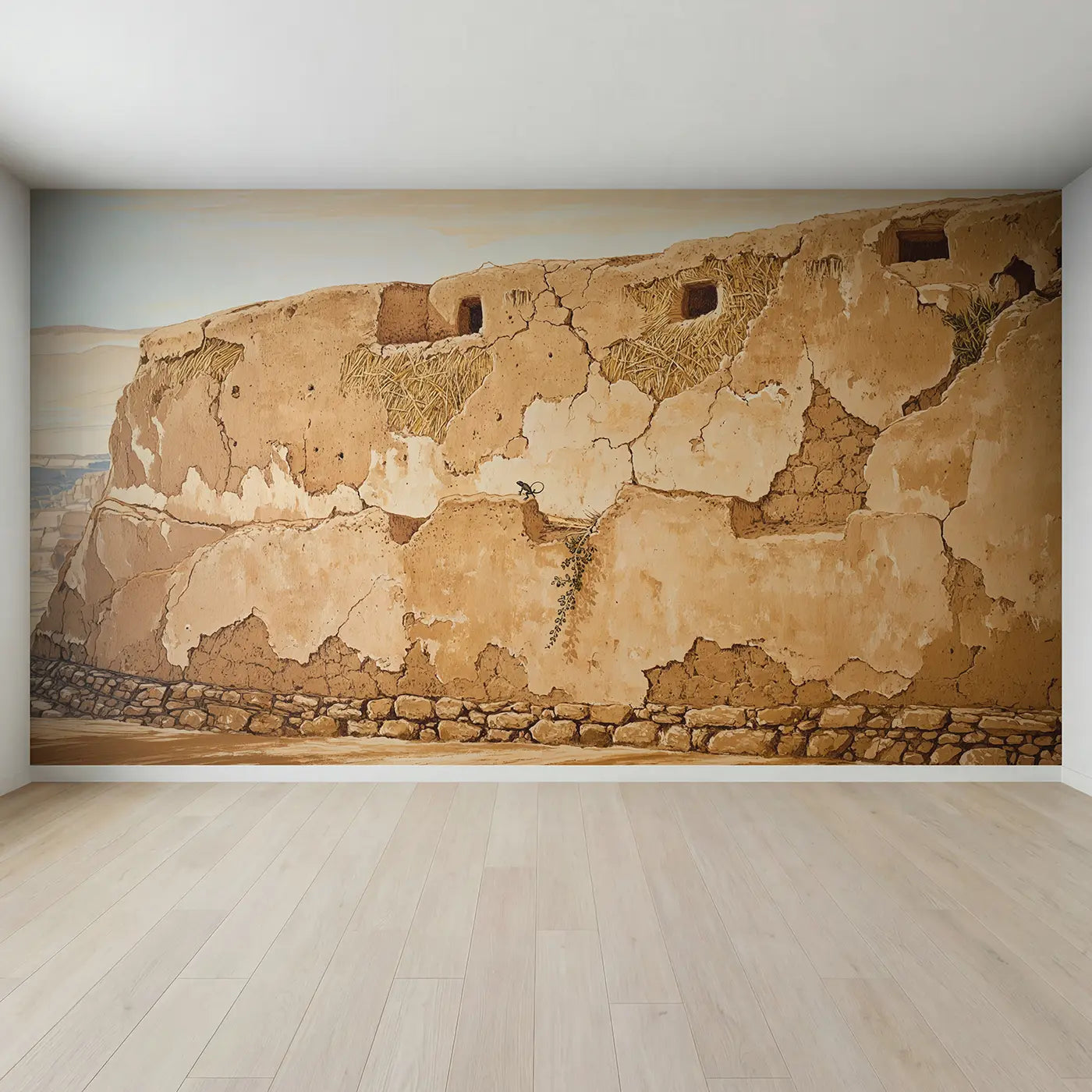 Full view of Adobe Texture Earth Wall Wallpaper Mural by Whimsy Tots
