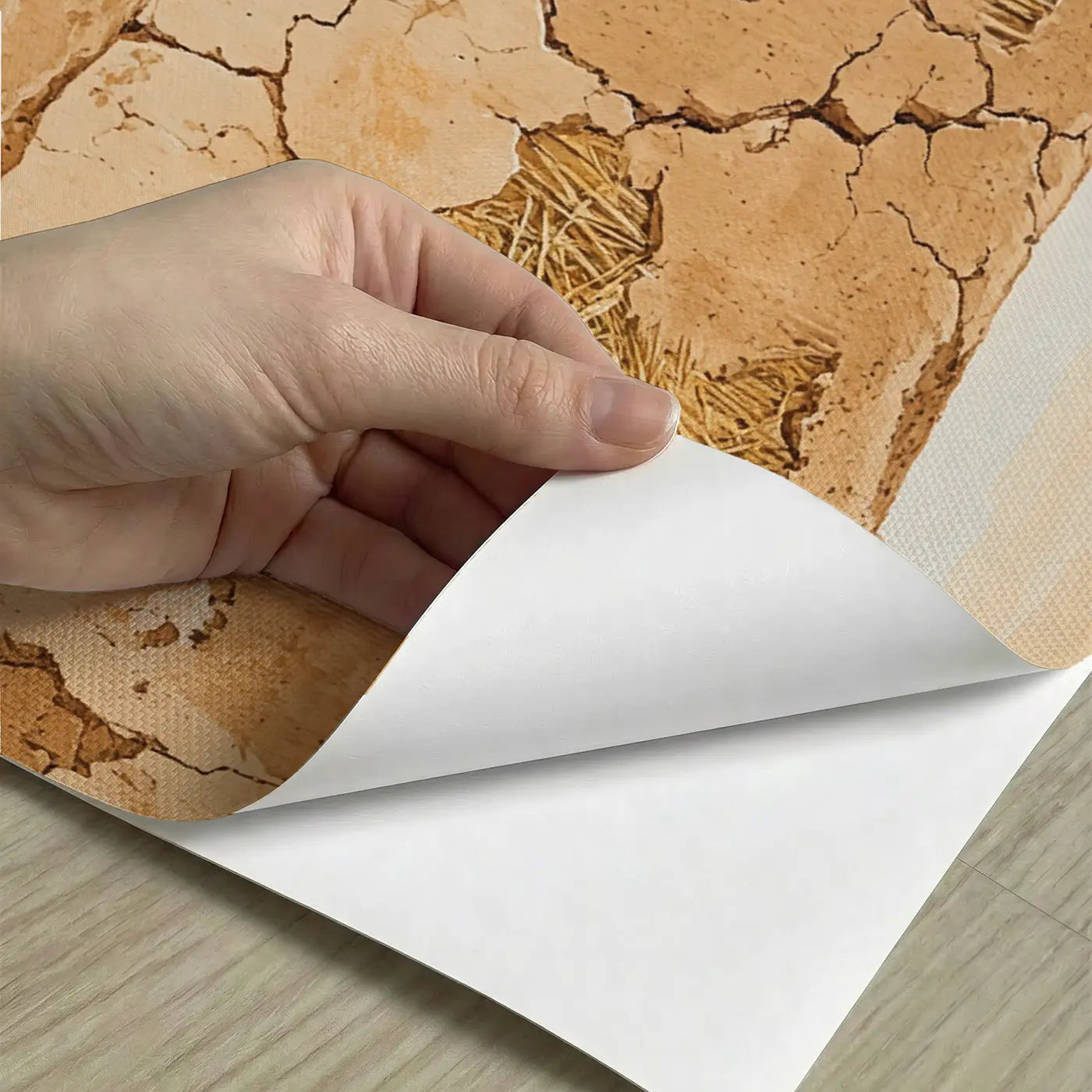 Peel-and-stick detail of Adobe Texture Earth Wall Wallpaper Mural by Whimsy Tots