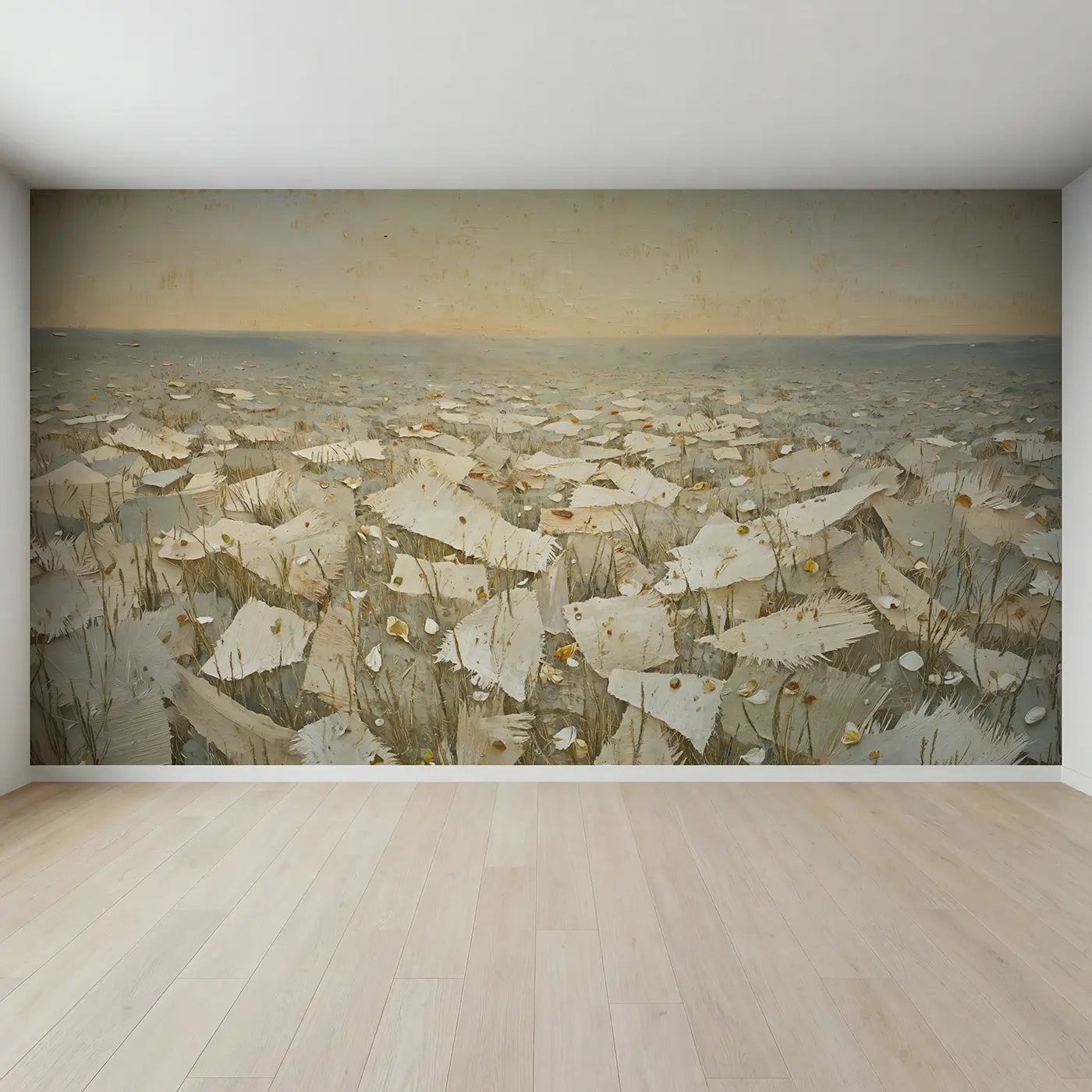 Full view of Handmade Paper Fiber Texture Wallpaper Mural by Whimsy Tots