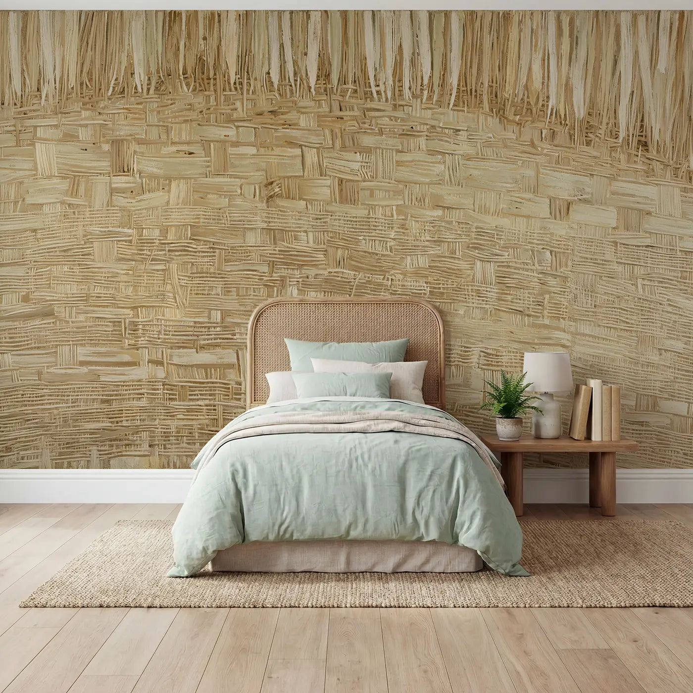 modern illustration woven linen texture mural for kids bedroom by Whimsy Tots