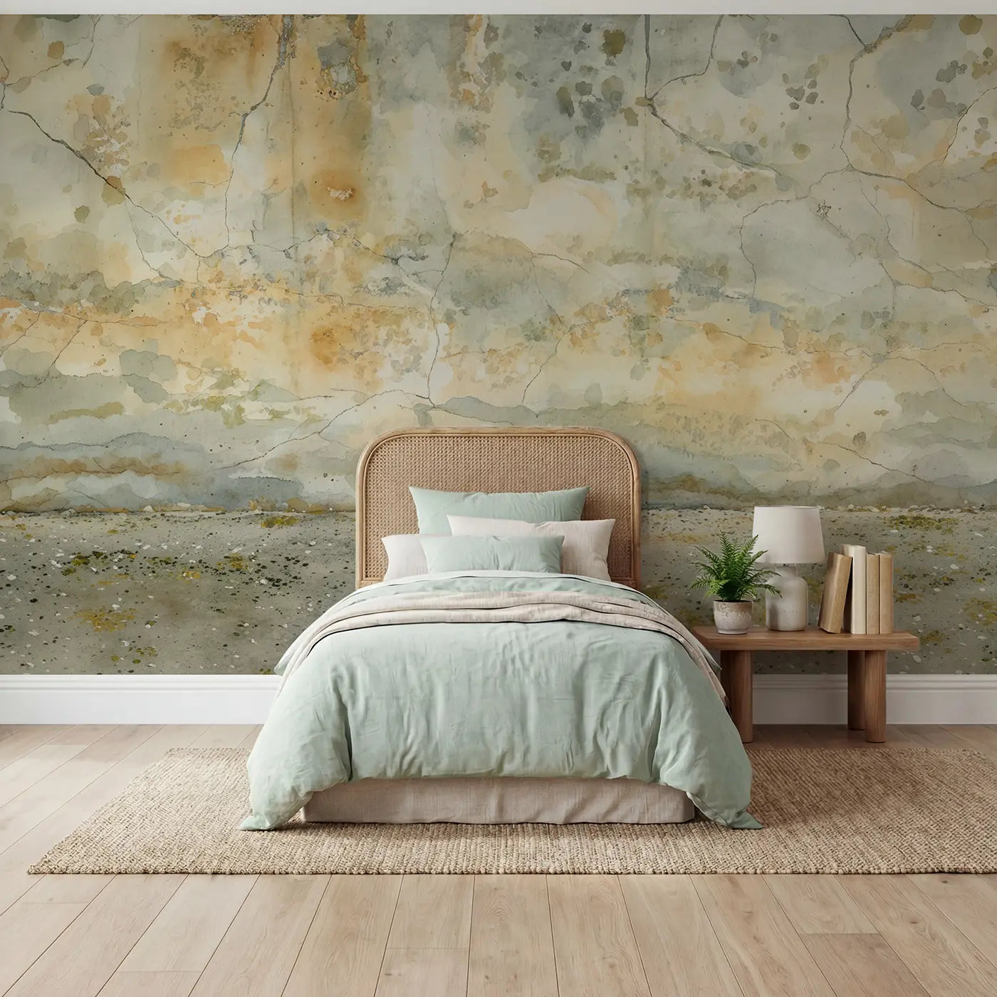 Watercolor weathered concrete patina texture wallpaper mural for kids room by Whimsy Tots