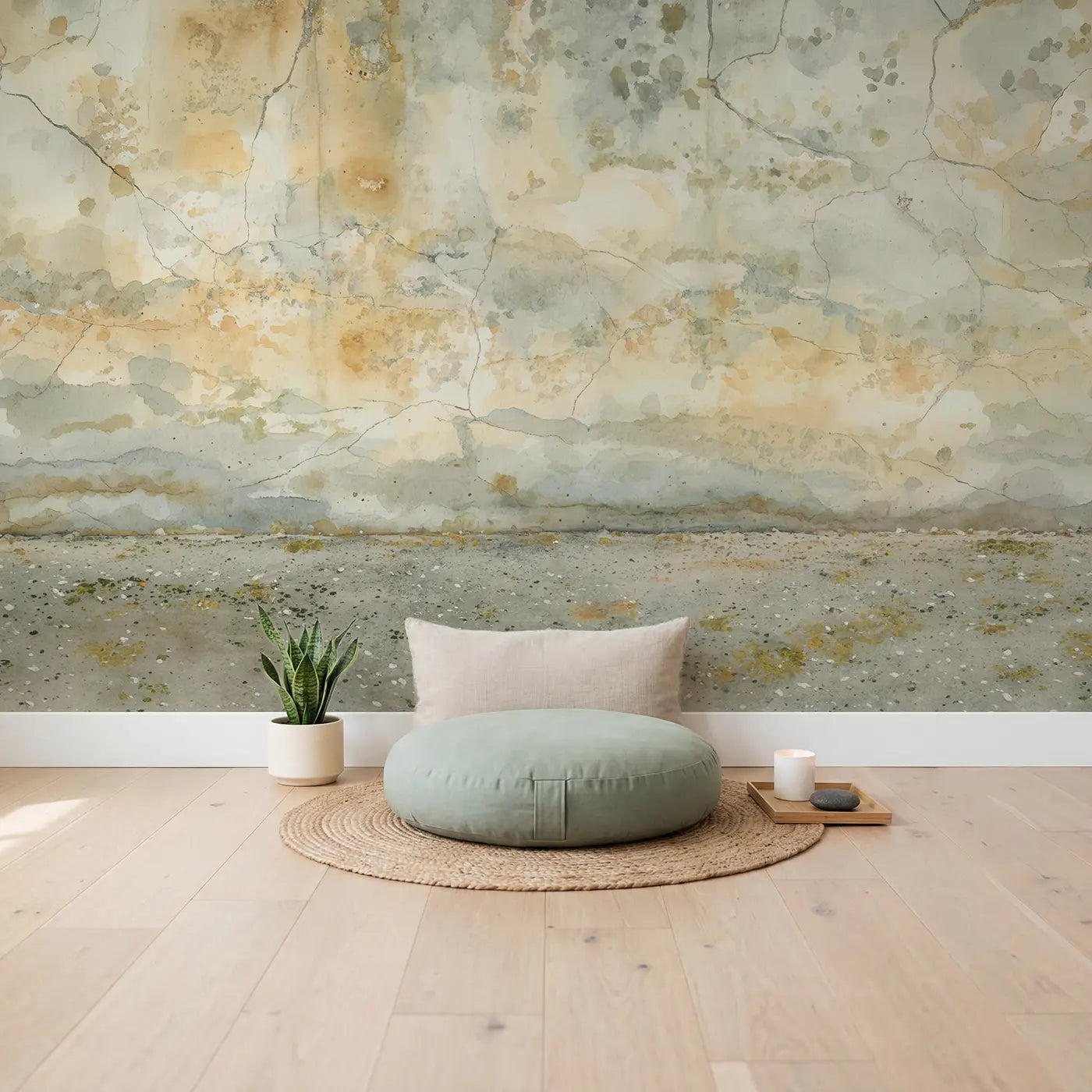 Weathered Concrete Patina Texture Wallpaper Mural in playroom setting by Whimsy Tots