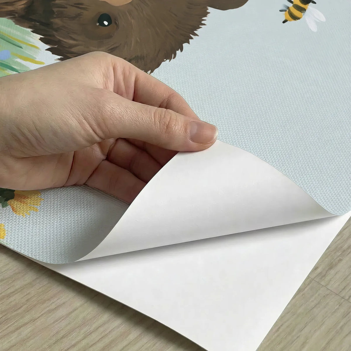 Peel-and-stick detail of Honey Bear Pot Personalized Wall Mural by Whimsy Tots