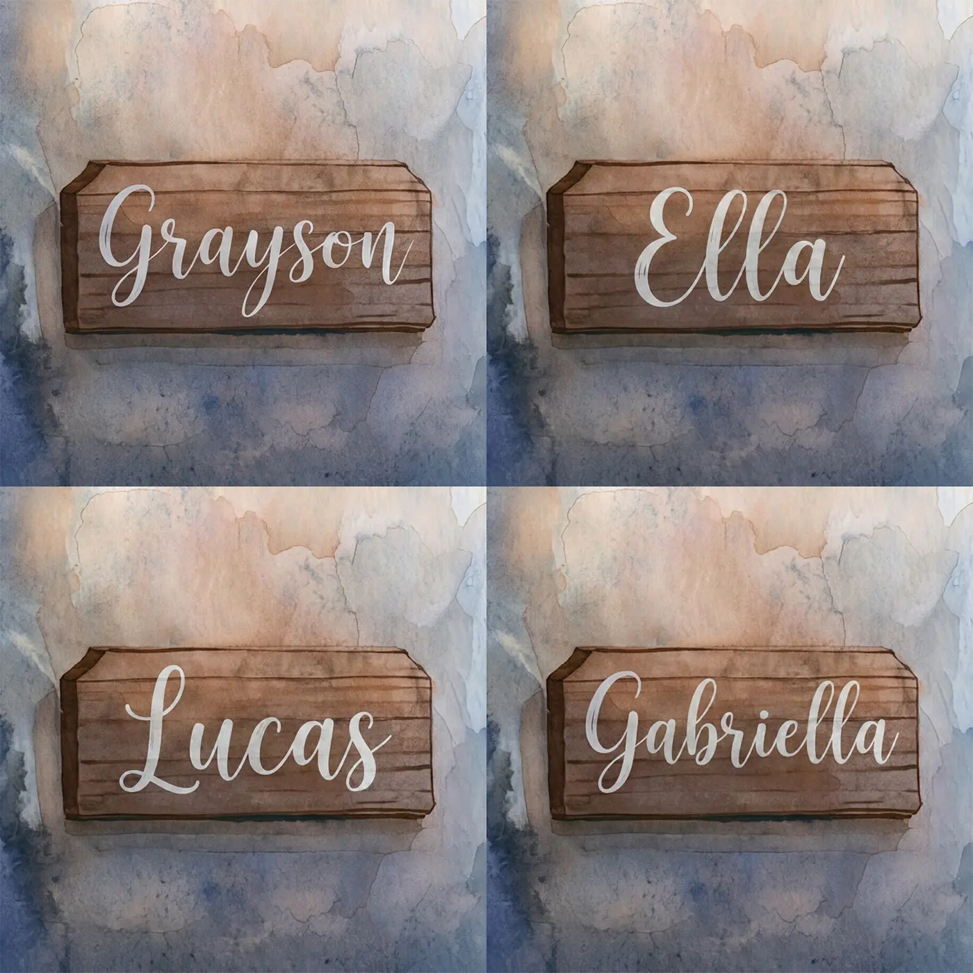 Four name preview examples of Sleepy Kitten Window Personalized Wall Mural by Whimsy Tots