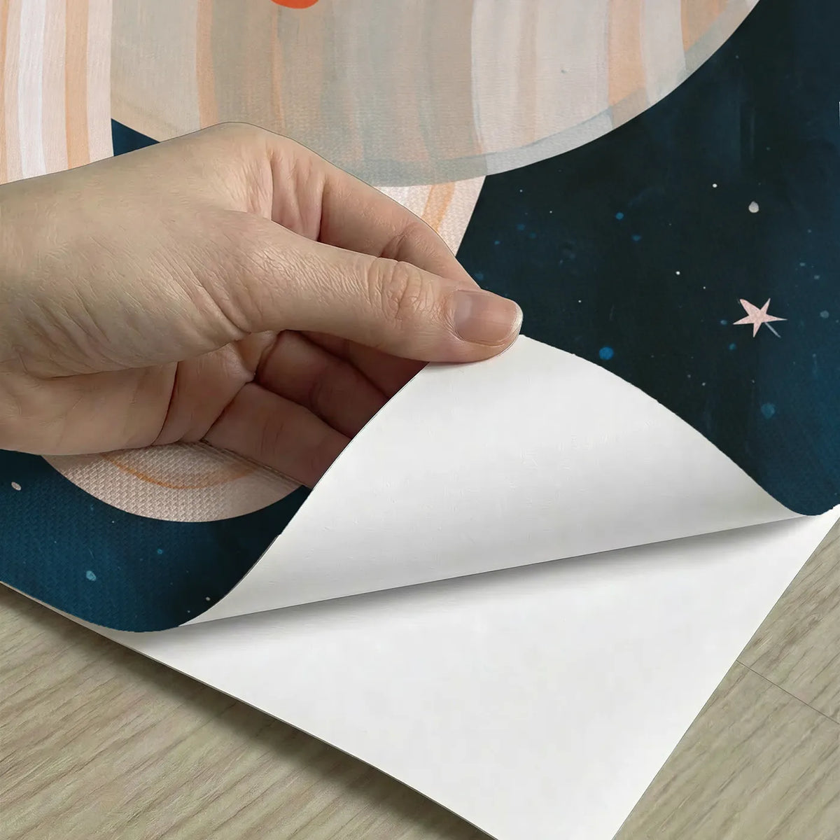 Peel-and-stick detail of Saturn Ringed Planet Personalized Wall Mural by Whimsy Tots