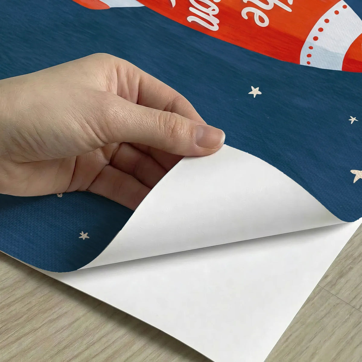Peel-and-stick detail of Little Rocket Launch Personalized Wall Mural by Whimsy Tots