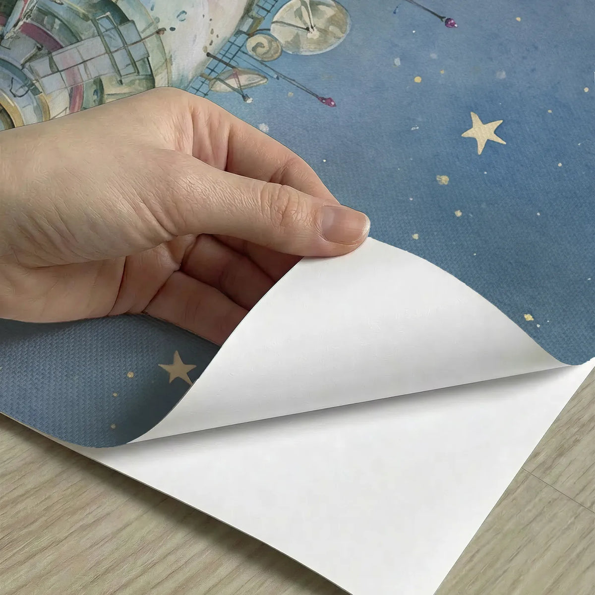 Peel-and-stick detail of Space Station Orbit Personalized Wall Mural by Whimsy Tots