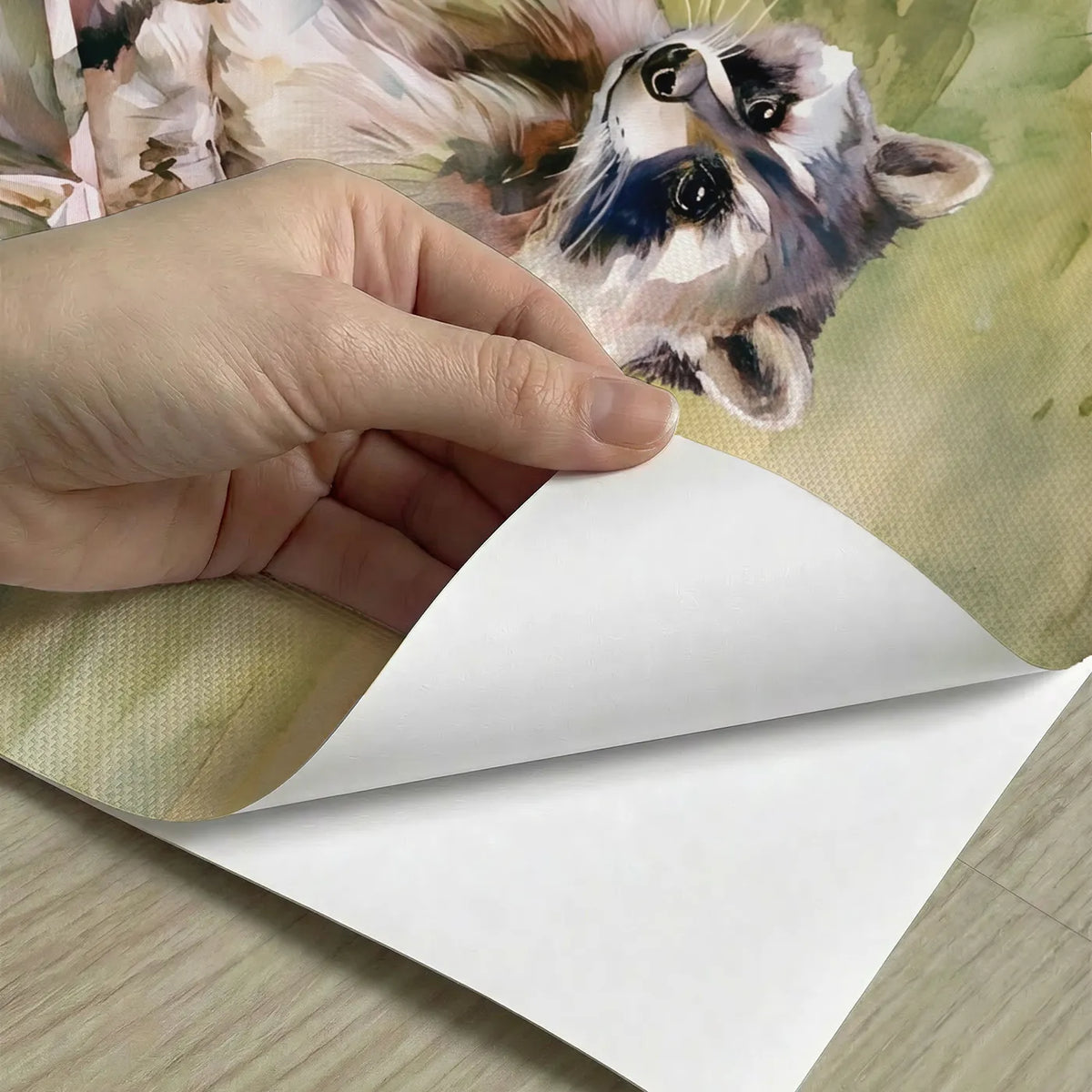 Peel-and-stick detail of Raccoon River Raft Personalized Wall Mural by Whimsy Tots