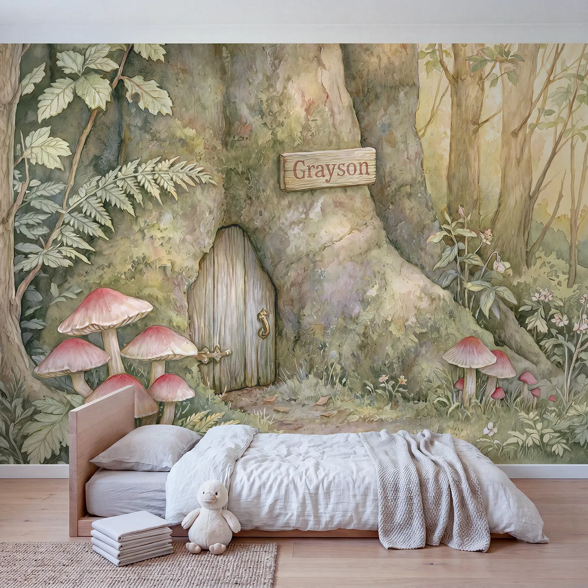 Magic Fairy Door Personalized Wall Mural in playroom setting by Whimsy Tots
