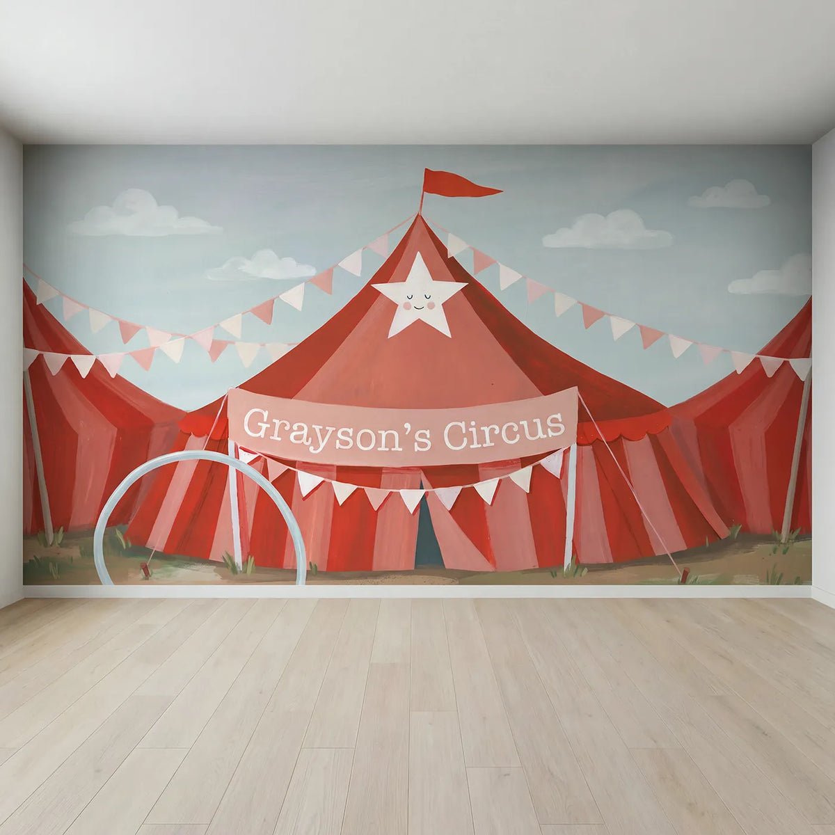 Full view of Vintage Circus Poster Personalized Wall Mural by Whimsy Tots