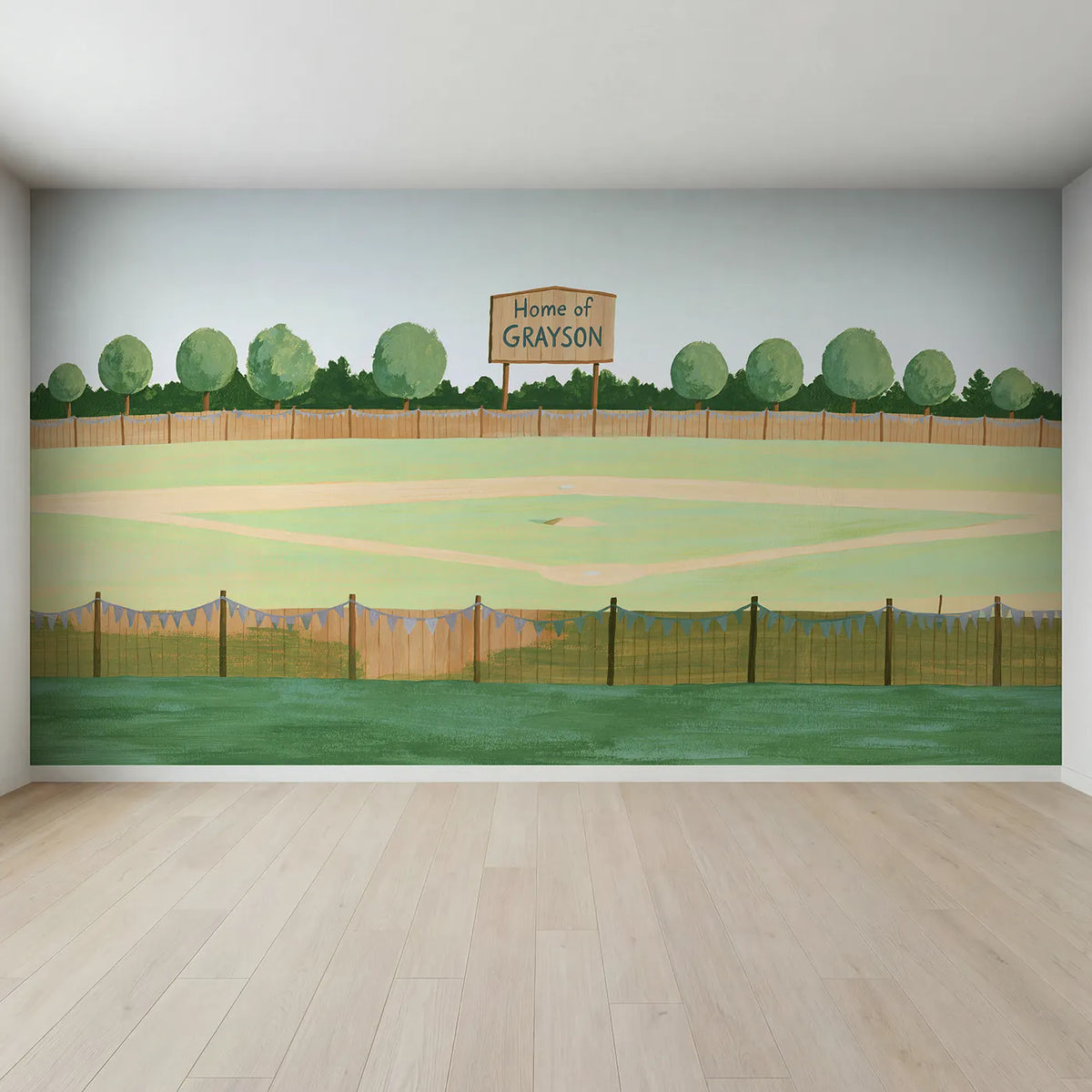 Full view of Home Field Scoreboard Personalized Wall Mural by Whimsy Tots