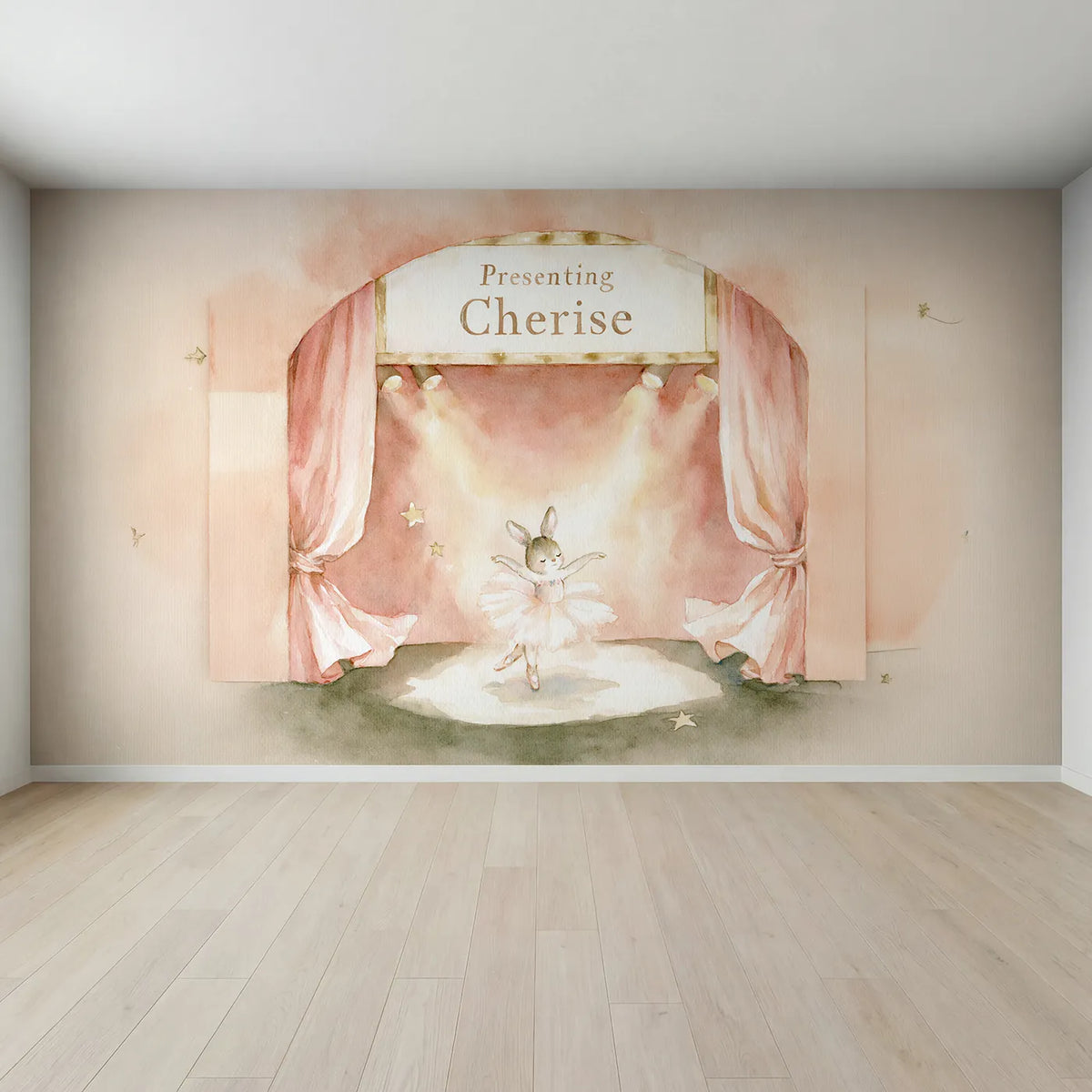 Full view of Recital Stage Marquee Personalized Wall Mural by Whimsy Tots