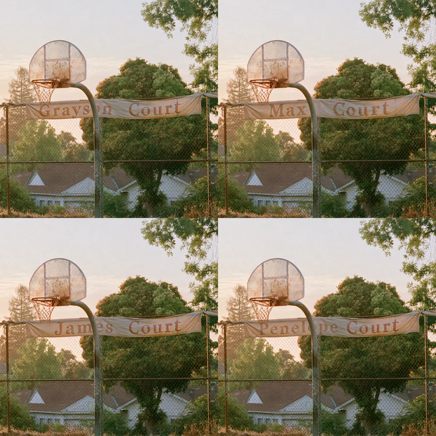 Four name preview examples of Evening Court Hoop Personalized Wall Mural by Whimsy Tots