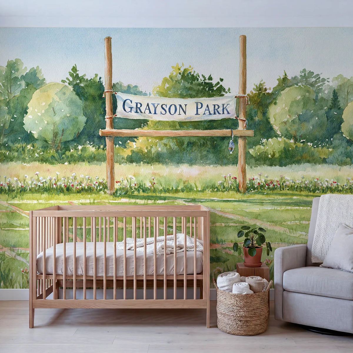 Football Goalpost Banner Personalized Wall Mural in playroom setting by Whimsy Tots