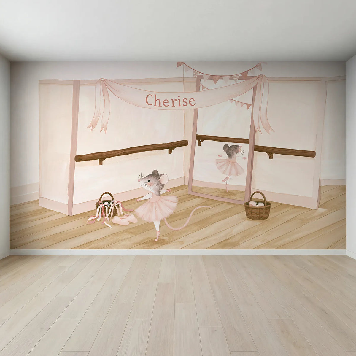 Full view of Ballet Ribbon Banner Personalized Wall Mural by Whimsy Tots