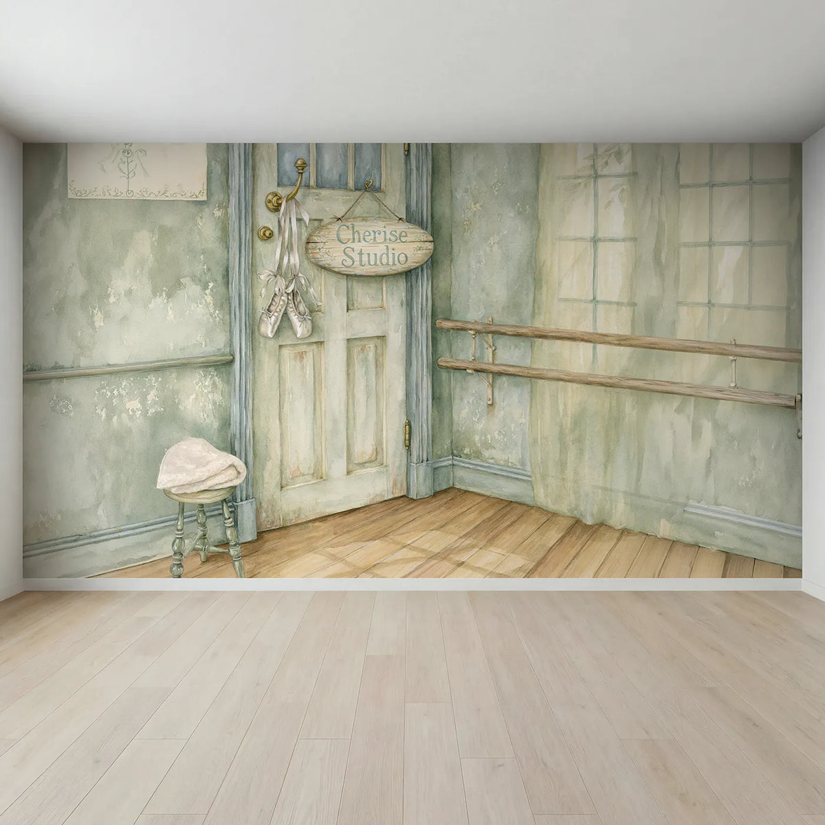 Full view of Dance Studio Plaque Personalized Wall Mural by Whimsy Tots