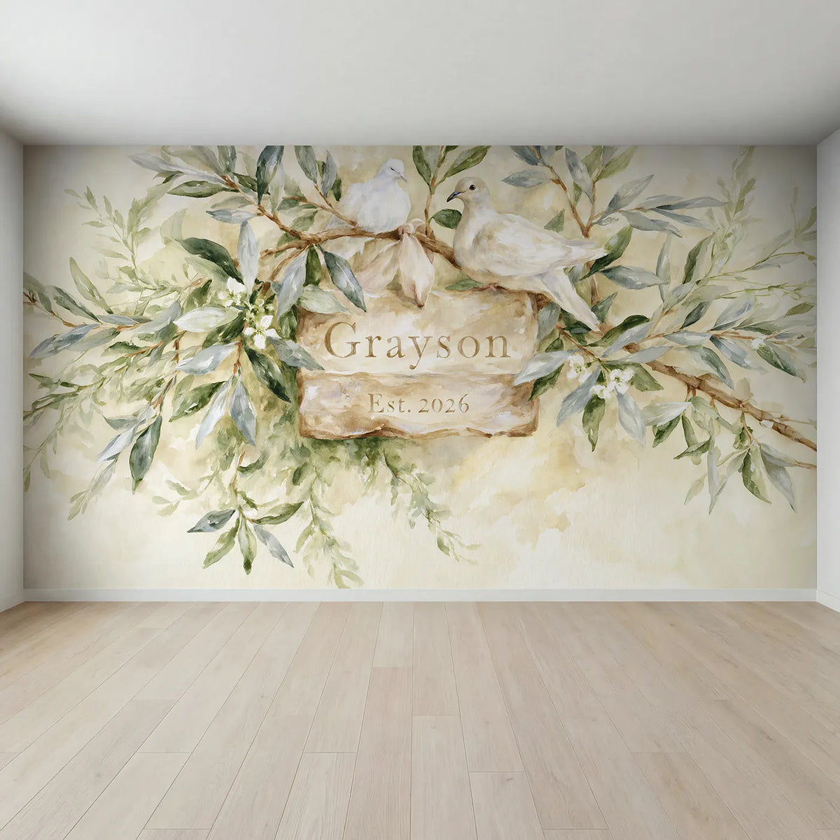 Full view of Birth Verse Keepsake Personalized Wall Mural by Whimsy Tots