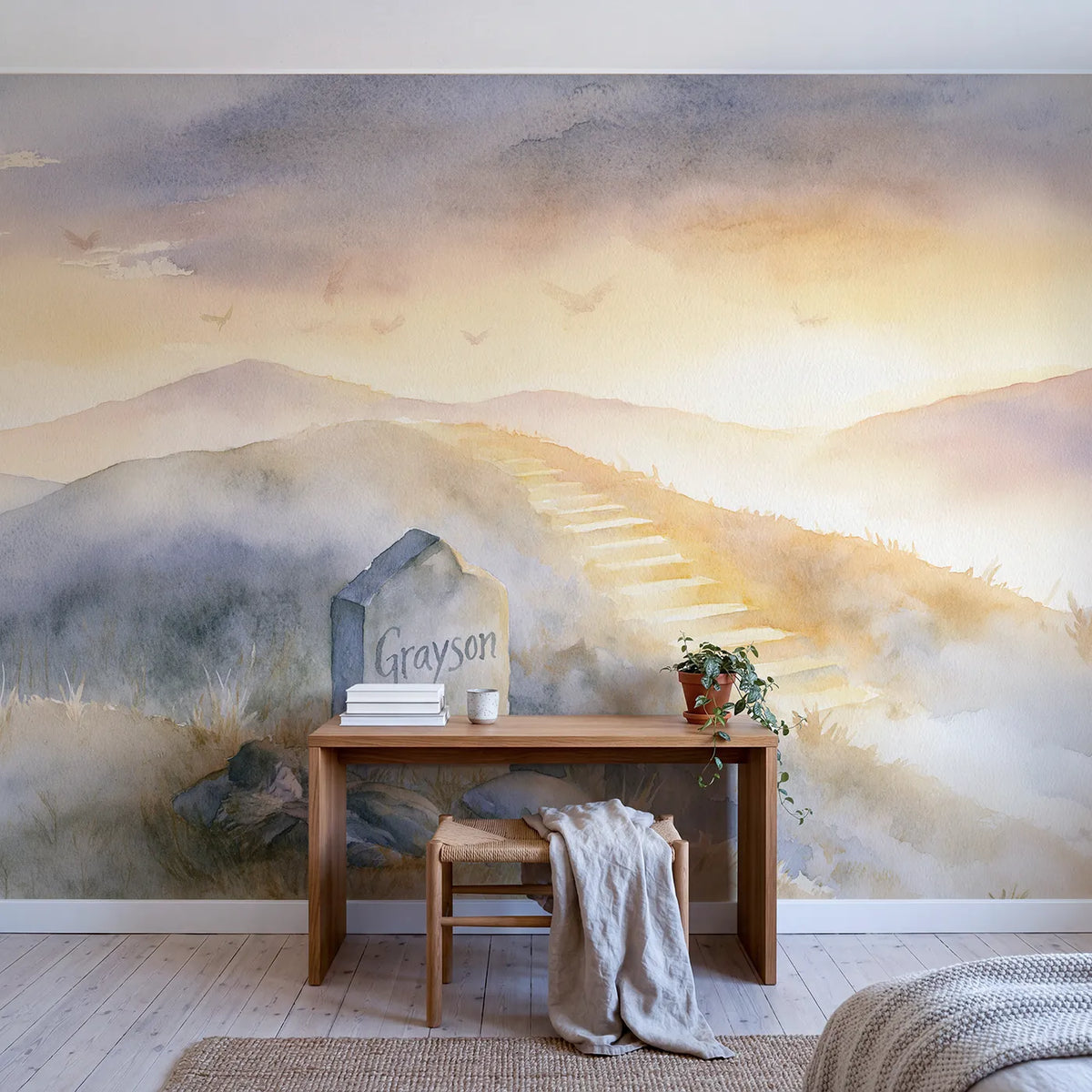 Stairway of Light Personalized Wall Mural in playroom setting by Whimsy Tots