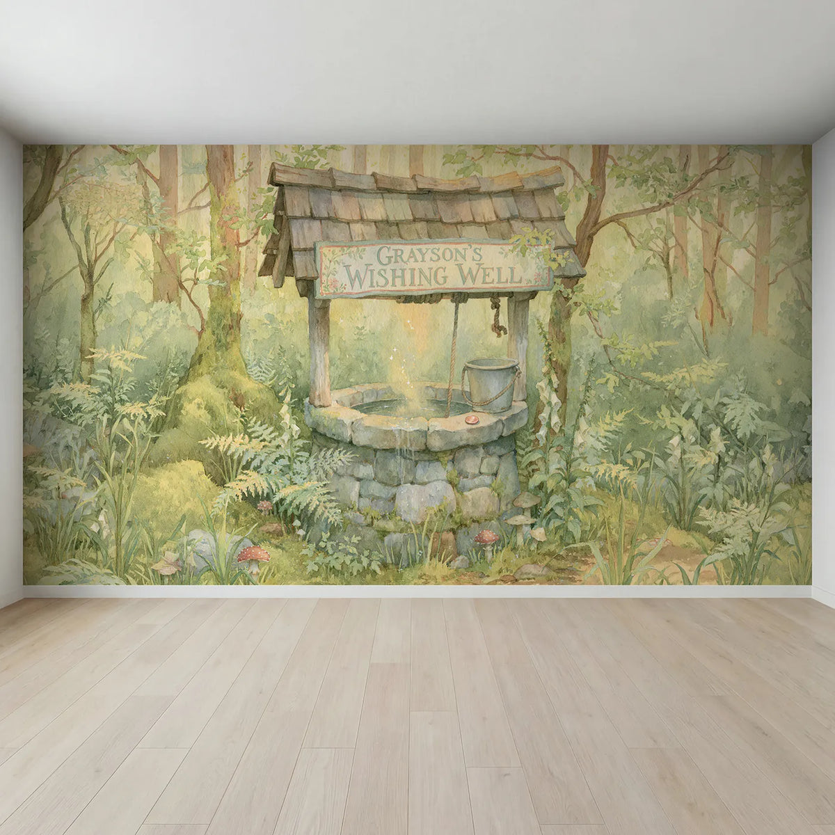 Full view of Wishing Well Personalized Wall Mural by Whimsy Tots