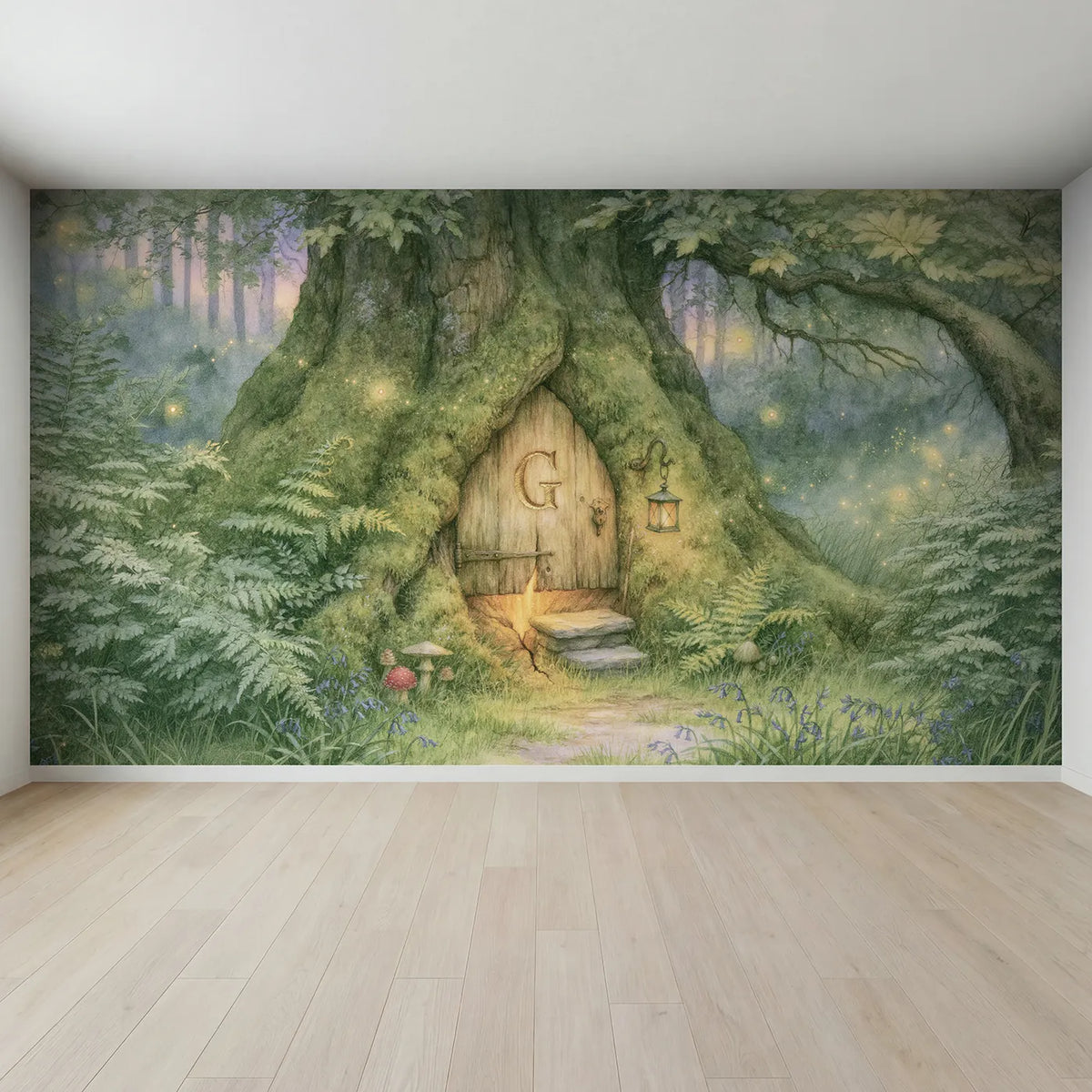 Full view of The Little Magic Door Personalized Wall Mural by Whimsy Tots
