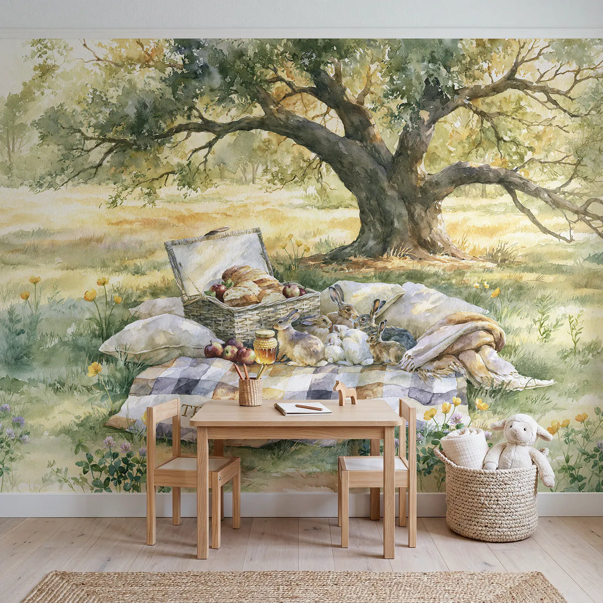 Family Picnic Quilt Personalized Wall Mural in playroom setting by Whimsy Tots