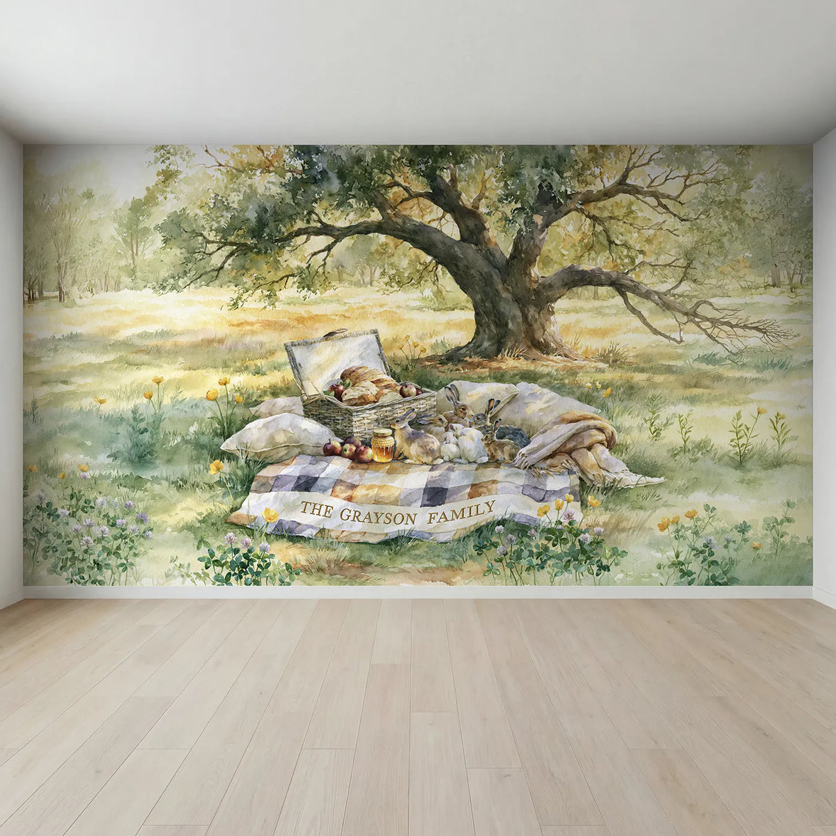 Full view of Family Picnic Quilt Personalized Wall Mural by Whimsy Tots