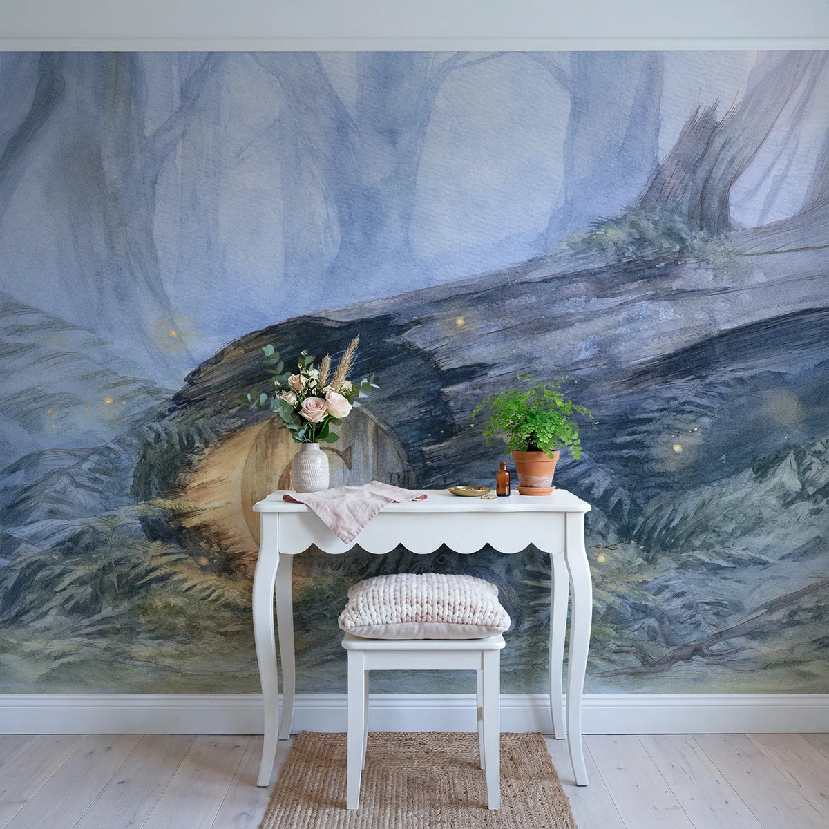 Twilight Hollow Initial Personalized Wall Mural in playroom setting by Whimsy Tots