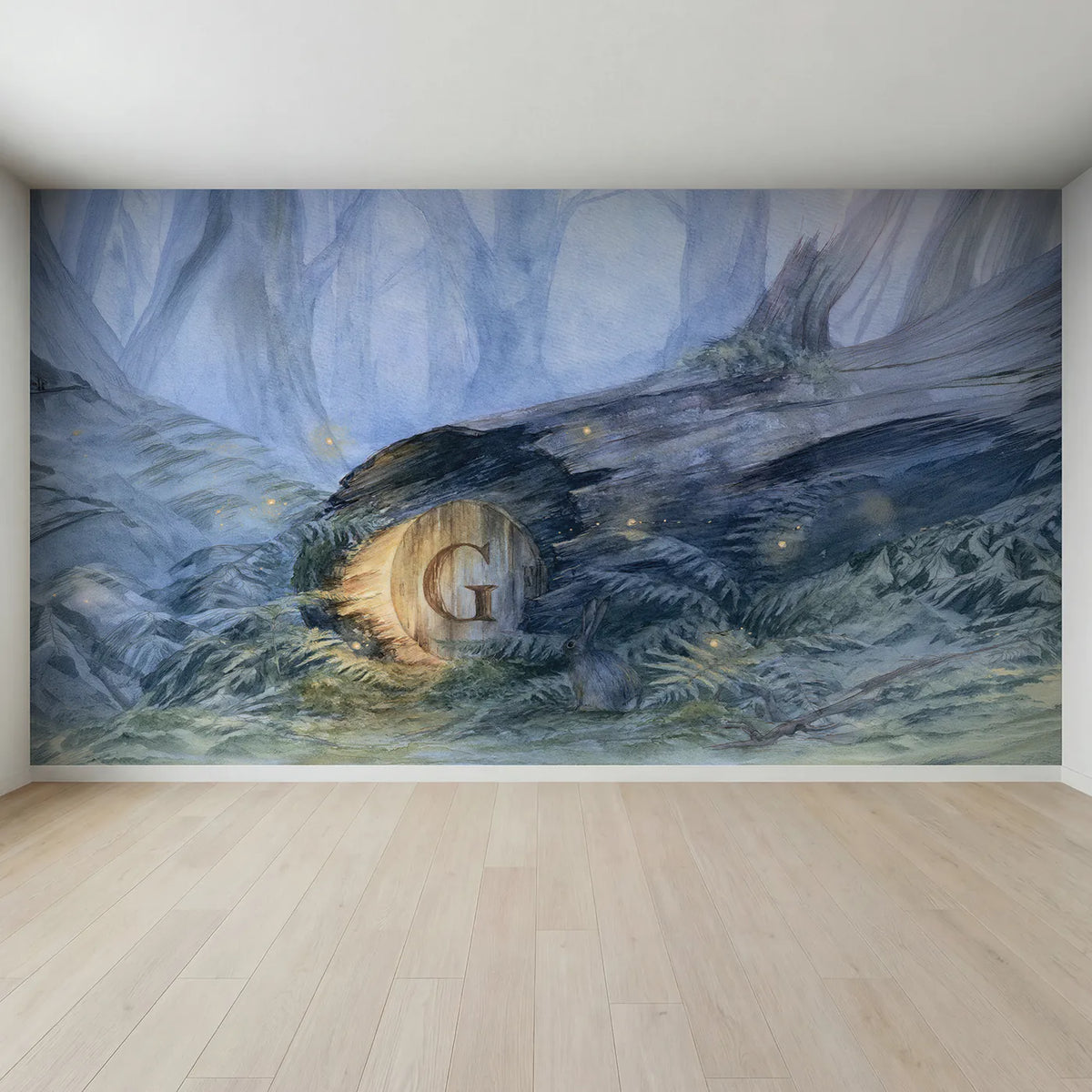 Full view of Twilight Hollow Initial Personalized Wall Mural by Whimsy Tots