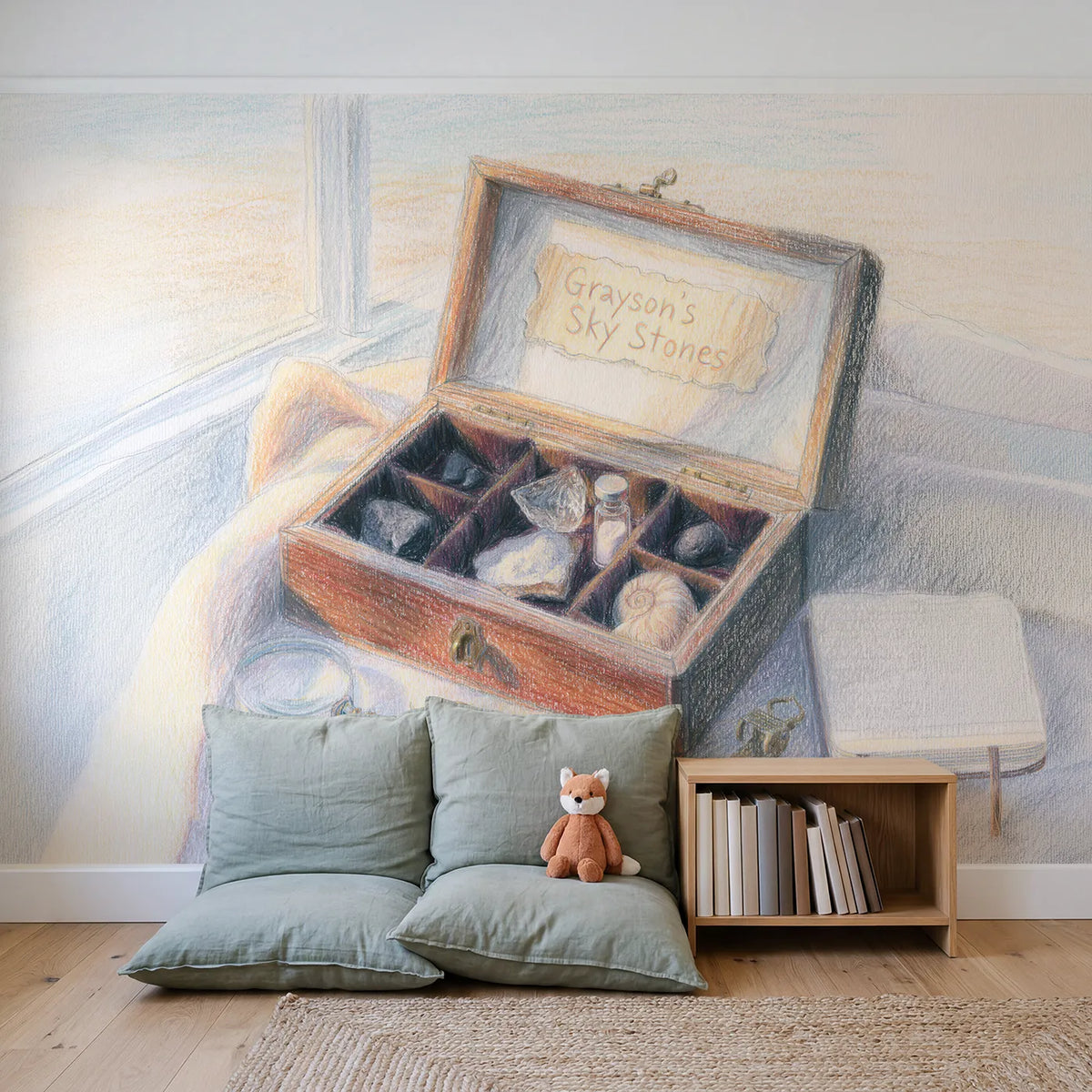 Meteorite Collection Personalized Wall Mural in playroom setting by Whimsy Tots
