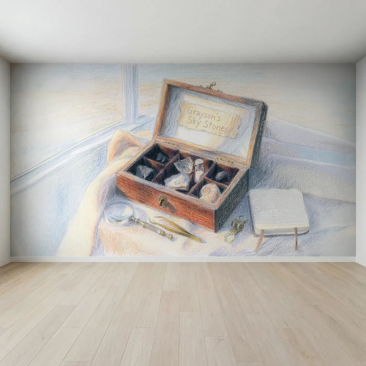 Full view of Meteorite Collection Personalized Wall Mural by Whimsy Tots