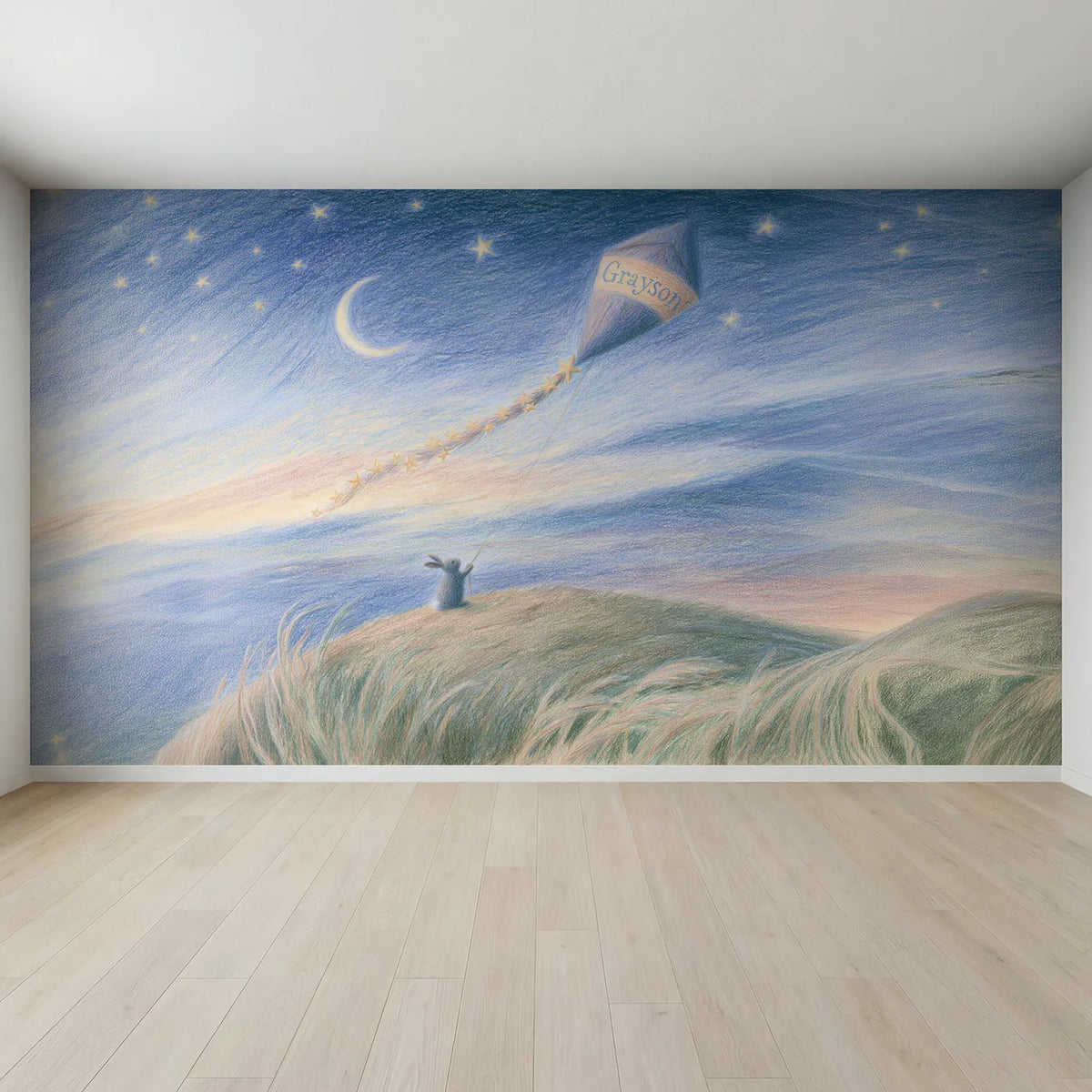 Full view of Comet Kite Personalized Wall Mural by Whimsy Tots