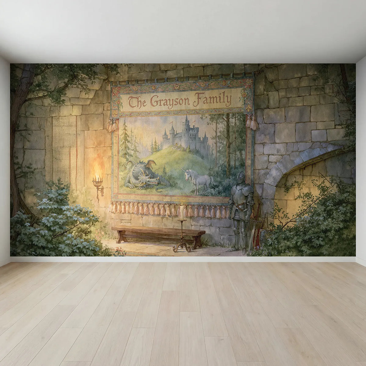 Full view of Royal Family Tapestry Personalized Wall Mural by Whimsy Tots