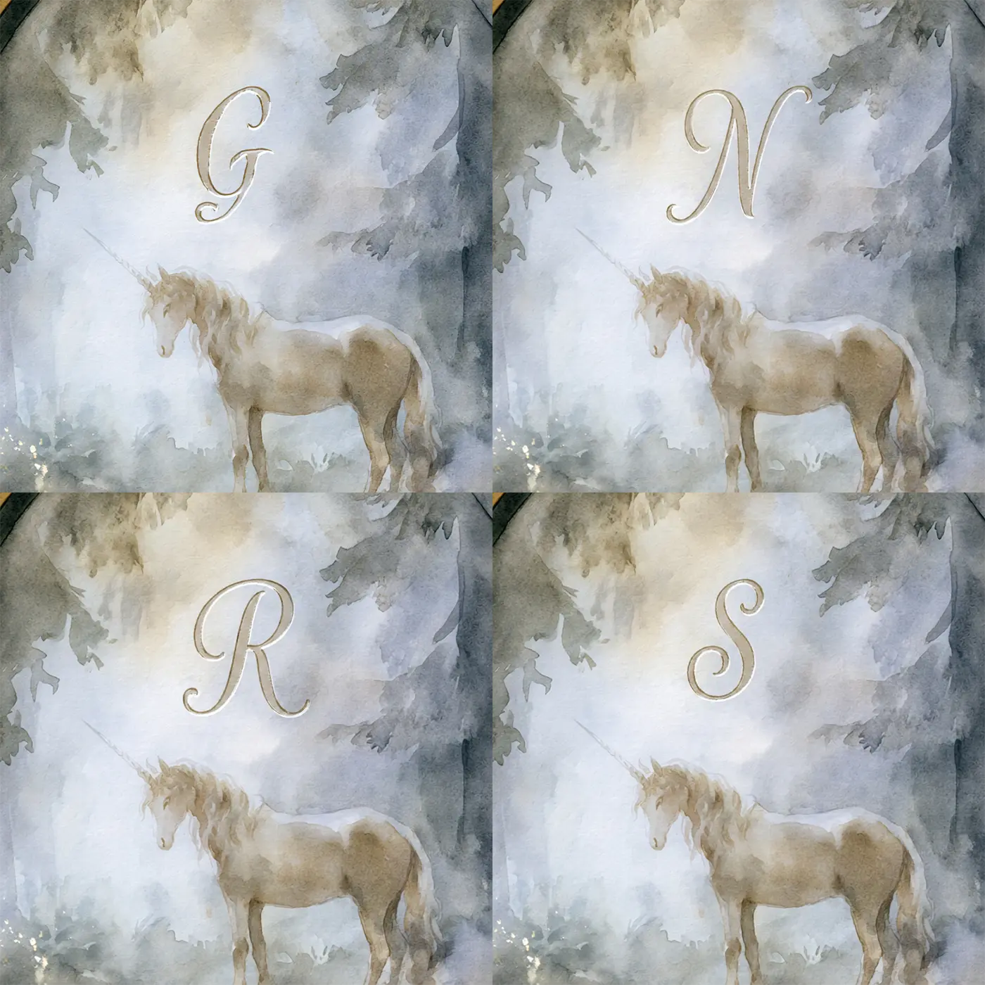 Four name preview examples of Enchanted Mirror Personalized Wall Mural by Whimsy Tots