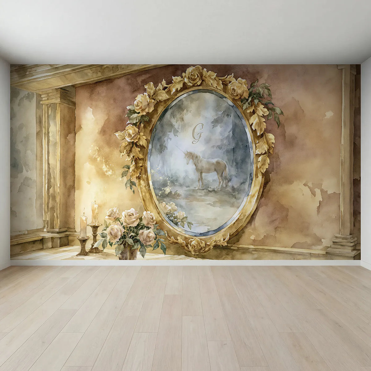 Full view of Enchanted Mirror Personalized Wall Mural by Whimsy Tots