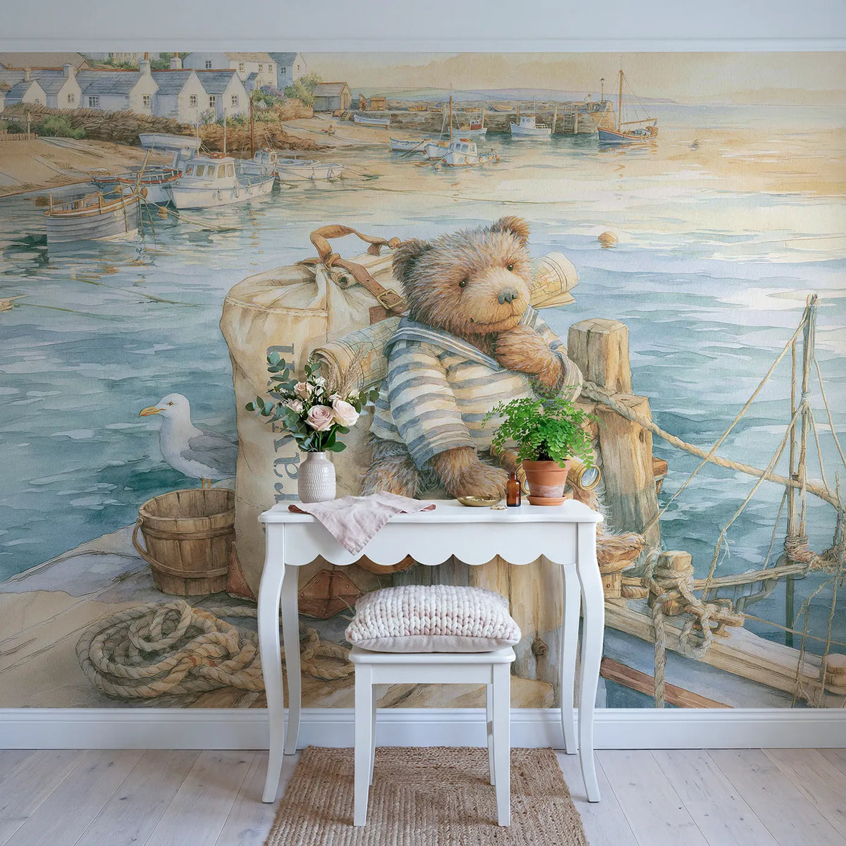 Sailor Bears Duffel Personalized Wall Mural in playroom setting by Whimsy Tots
