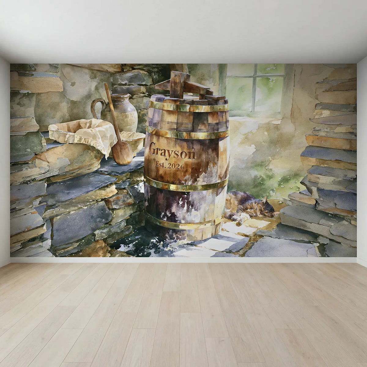 Full view of Dairy Churn Keepsake Personalized Wall Mural by Whimsy Tots