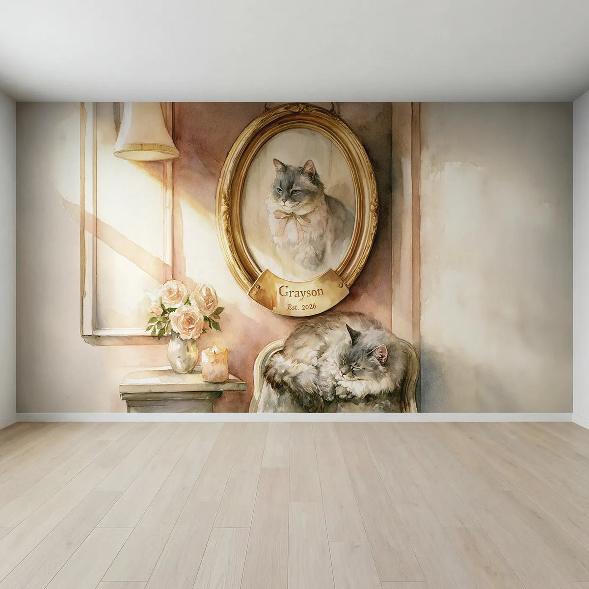 Full view of Pet Portrait Frame Personalized Wall Mural by Whimsy Tots