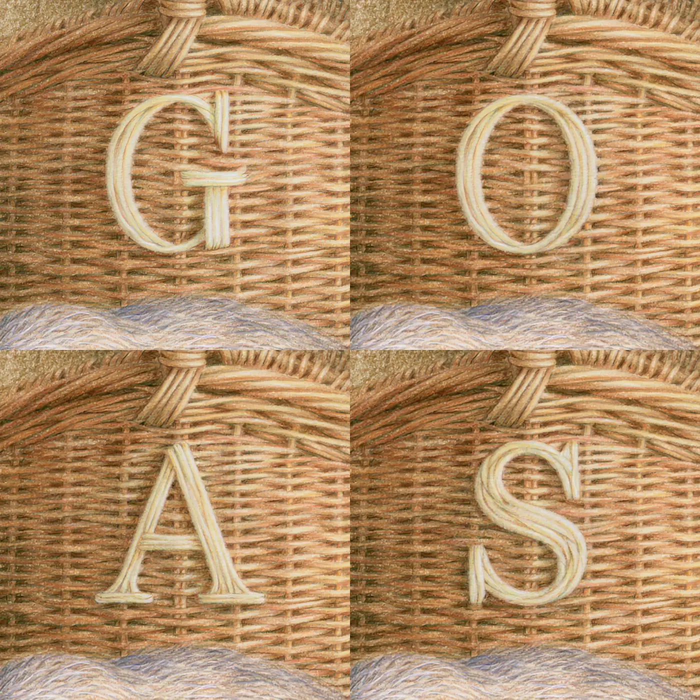 Four name preview examples of Guinea Pig Hay Basket Personalized Wall Mural by Whimsy Tots