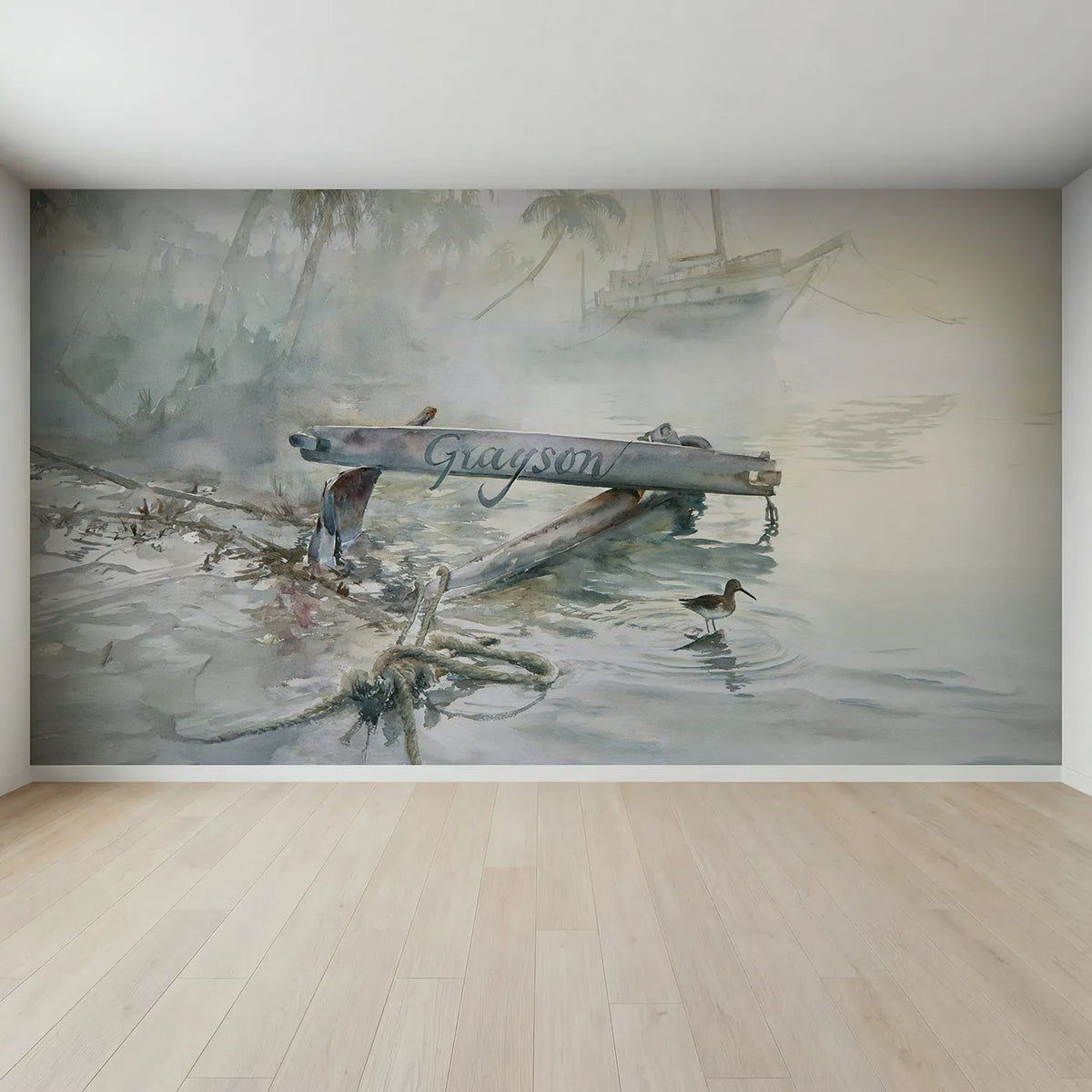 Full view of Misty Cove Anchor Personalized Wall Mural by Whimsy Tots